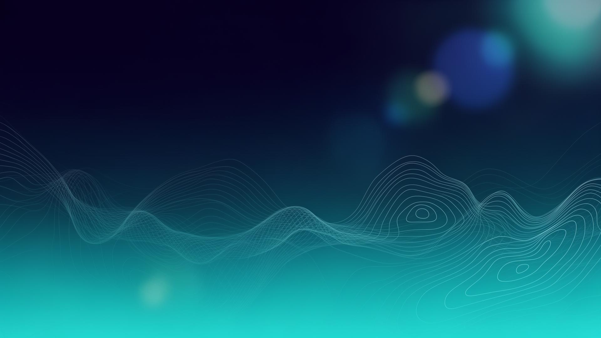 Abstract data-flow waves in deep navy and teal